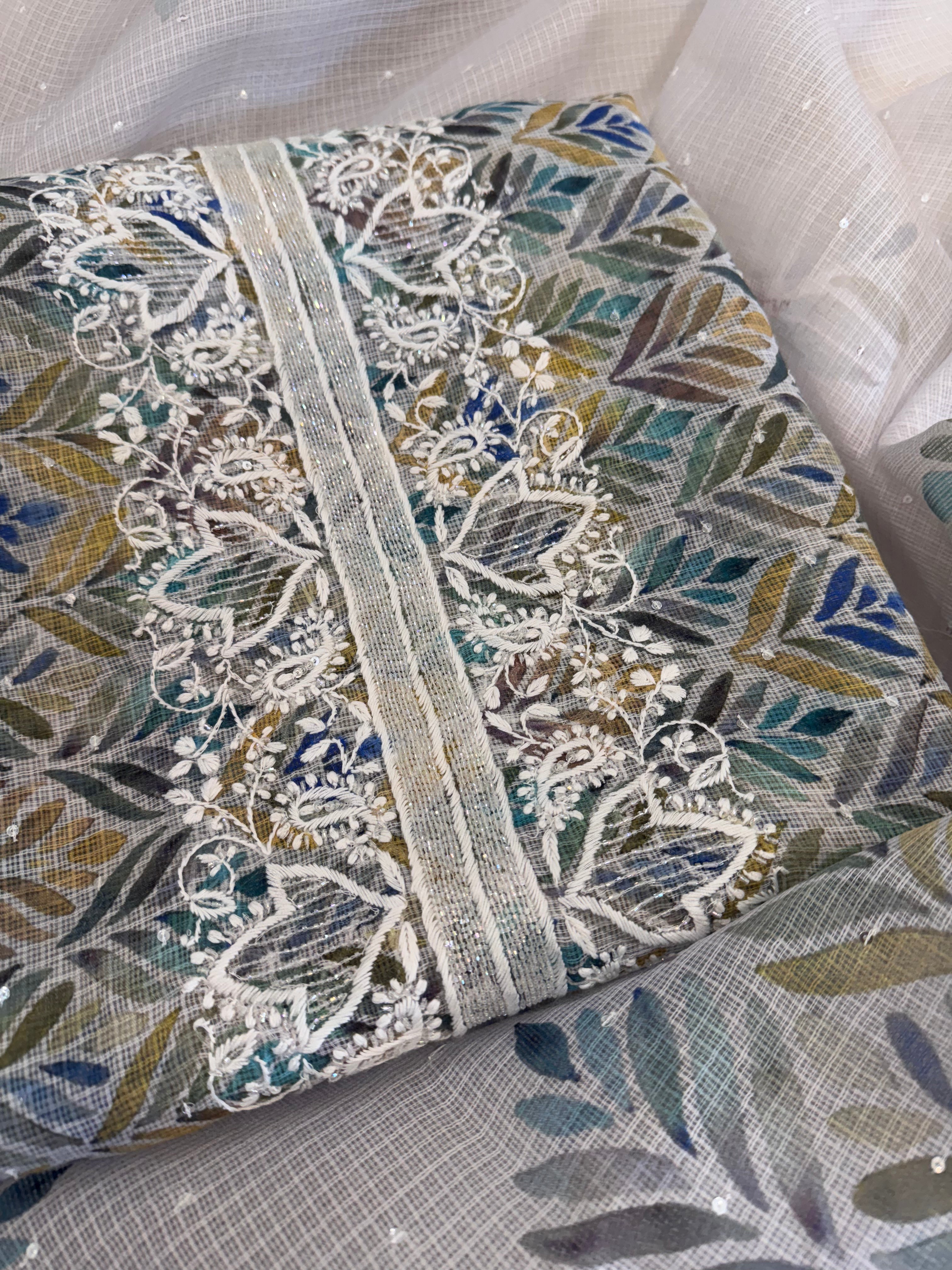 Digital Print Kota Doria Chikankari Kurta Dupatta Set