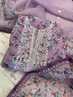 Digital Print Kota Doria Chikankari Kurta Dupatta Set