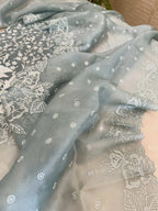 Pure Organza Silk Self-Embroidered Kurta Set