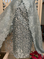 Pure Organza Silk Self-Embroidered Kurta Set