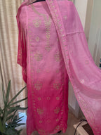 Ombre Dyed Mul Chanderi Tilla & Kaaviya Work Suit Set