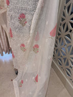 Pure Mul Chanderi Lucknowi Chikankari Block Print Suit Set