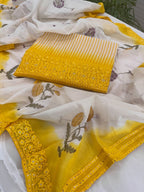 Pure Mul Chanderi Block Print & Lucknowi Chikankari Suit Set