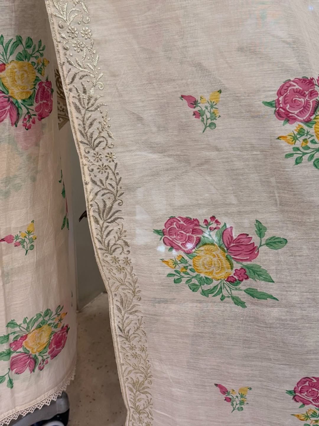 Pure Mul Chanderi Digital Print & Tilla Pitta Embroidered Suit Set