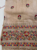 Pure Mul Chanderi Kashmiri-Inspired Embroidered Semi-Stitched Suit Set