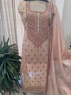 Pure Mul Chanderi Kashmiri-Inspired Embroidered Semi-Stitched Suit Set