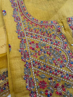 Pure Mul Chanderi Kashmiri-Inspired Embroidered Semi-Stitched Suit Set