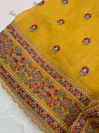 Pure Mul Chanderi Kashmiri-Inspired Embroidered Semi-Stitched Suit Set