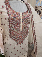 Pure Mul Chanderi Kashmiri-Inspired Embroidered Semi-Stitched Suit Set