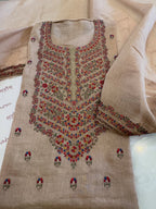 Pure Mul Chanderi Kashmiri-Inspired Embroidered Semi-Stitched Suit Set