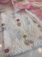 Pure Mul Chanderi Block Print & Lucknowi Chikankari Suit Set