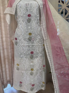 Pure Mul Chanderi Block Print & Lucknowi Chikankari Suit Set