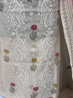 Pure Mul Chanderi Block Print & Lucknowi Chikankari Suit Set