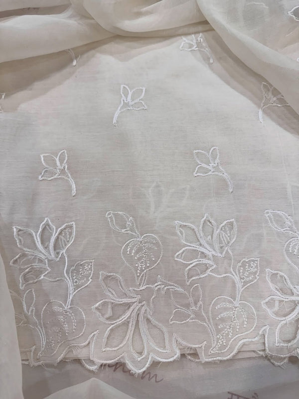 Pure mul chanderi kurta and dupatta having intricate cut work.