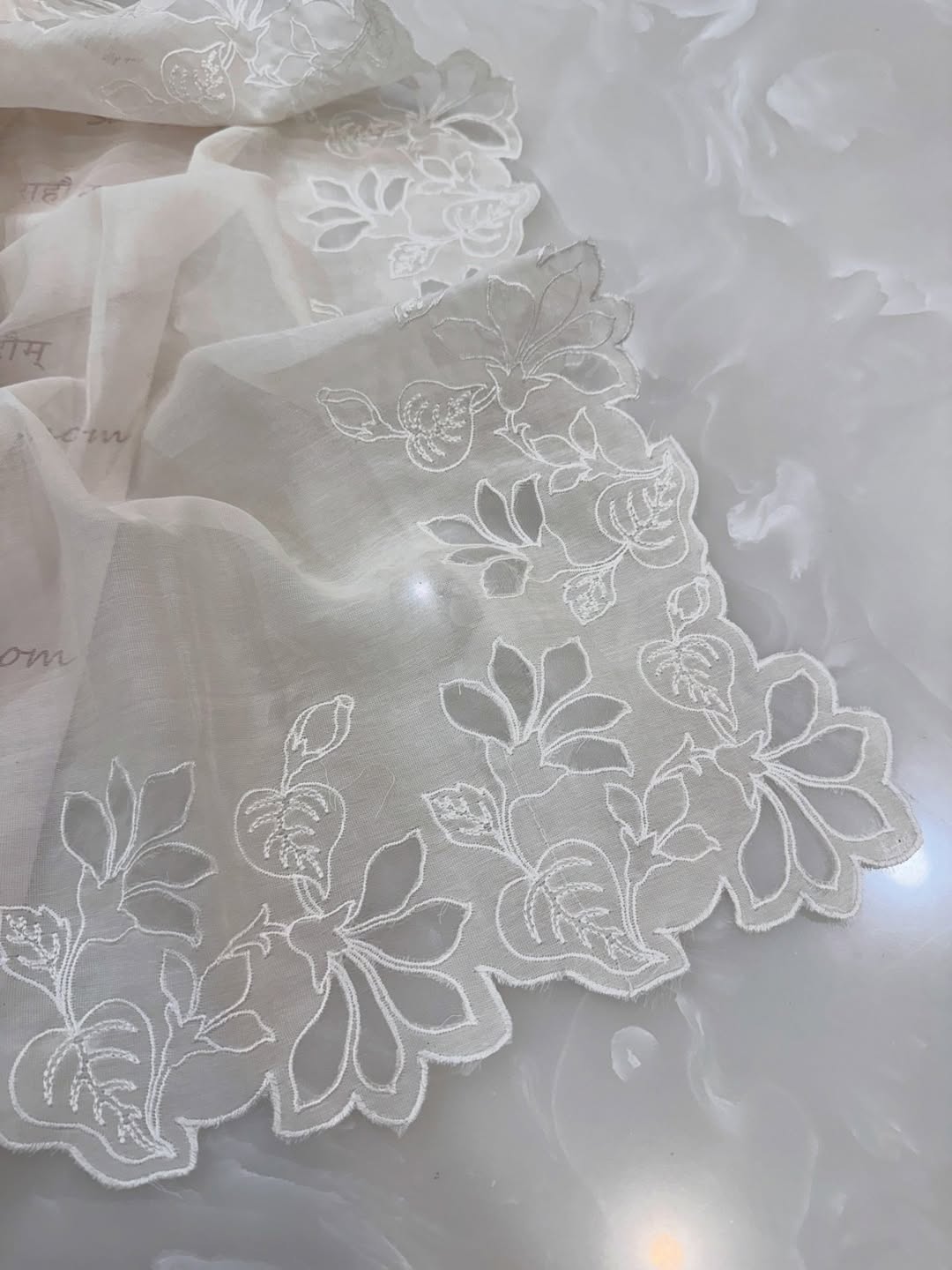 Summer Ivories Pure Mul Chanderi Cutwork Suit Set