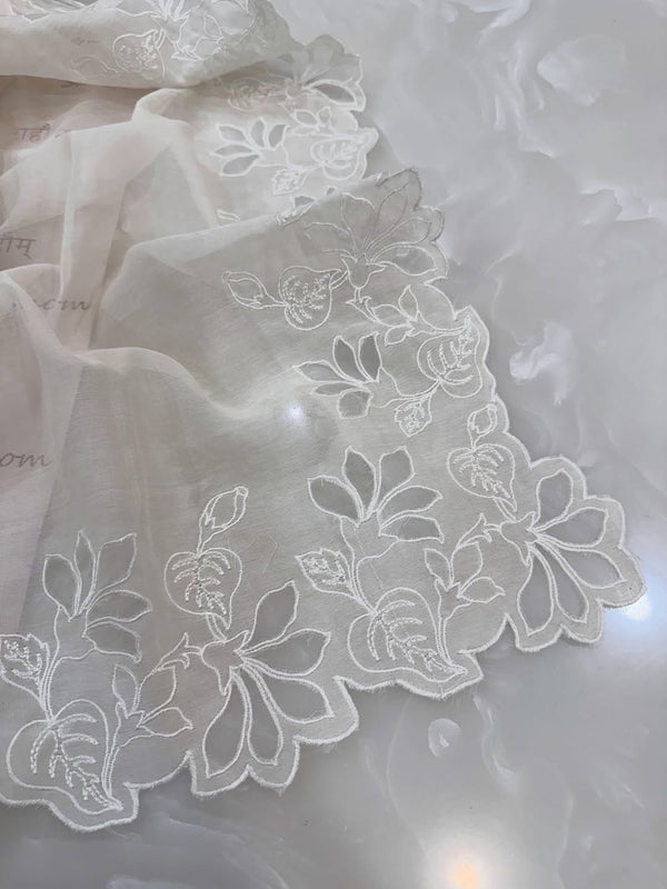 Pure mul chanderi kurta and dupatta having intricate cut work.