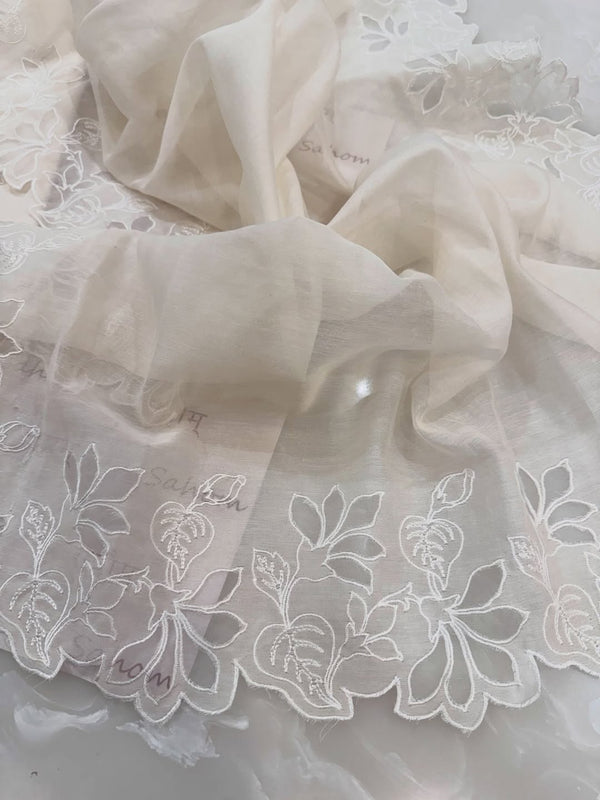 Pure mul chanderi kurta and dupatta having intricate cut work.