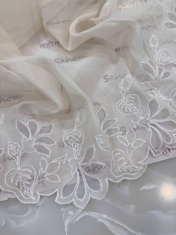 Pure mul chanderi kurta and dupatta having intricate cut work.