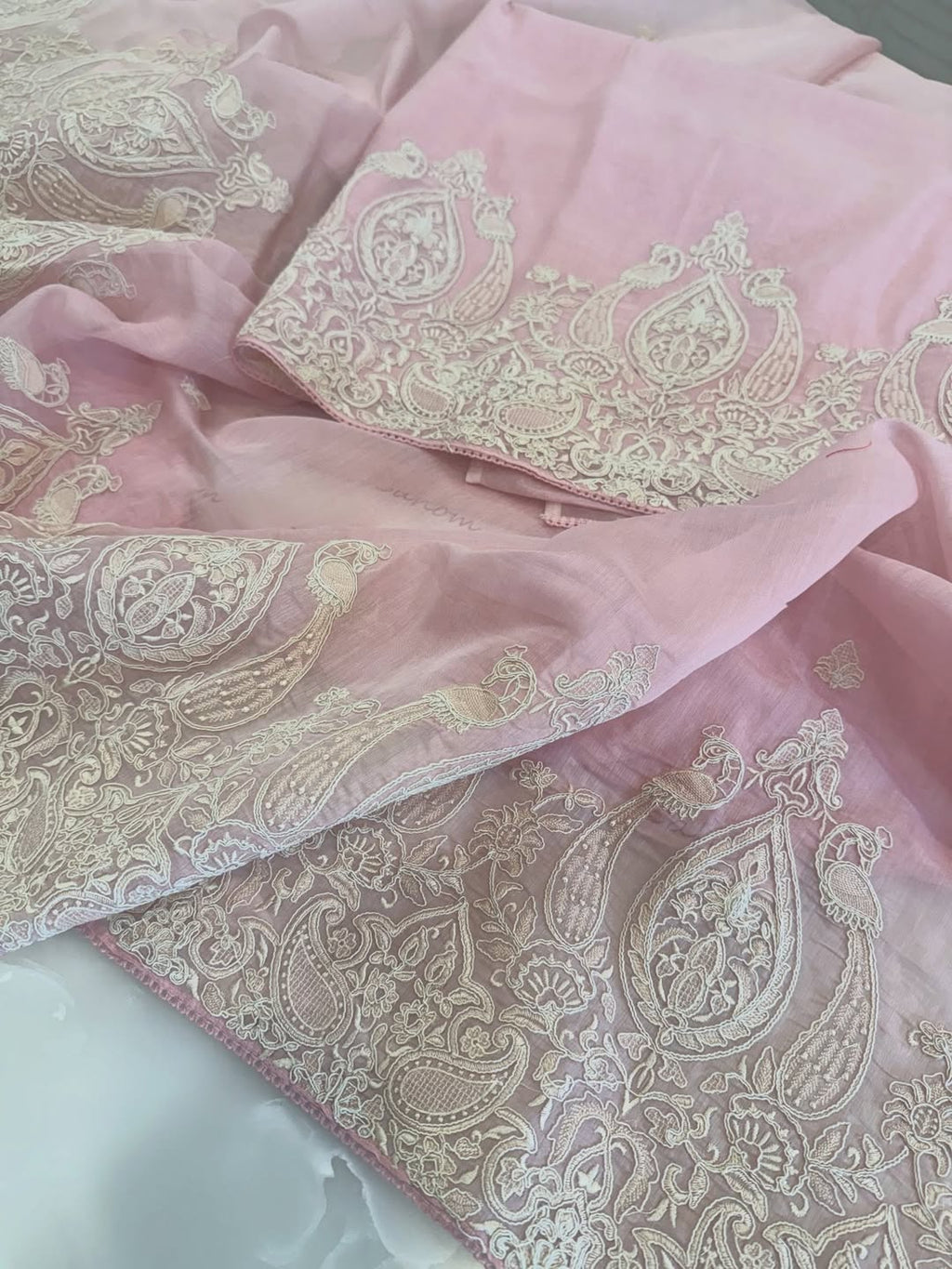 Mul Chanderi Thread & Dori Embroidered Kurta Dupatta Set