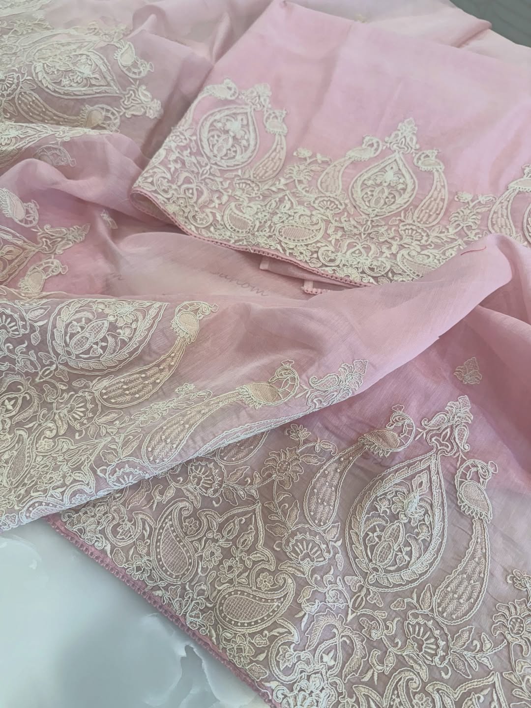 Mul Chanderi Thread & Dori Embroidered Kurta Dupatta Set