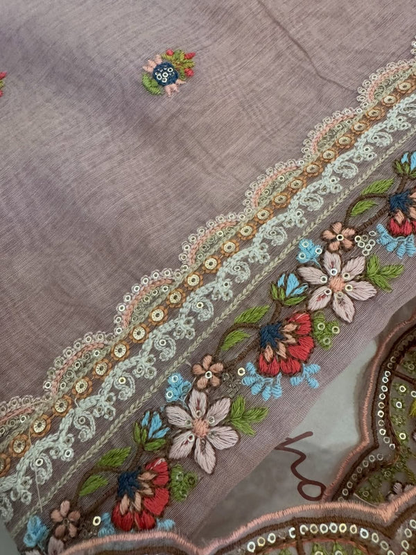 Pure mulchanderi kurta paired with fine organza dupatta