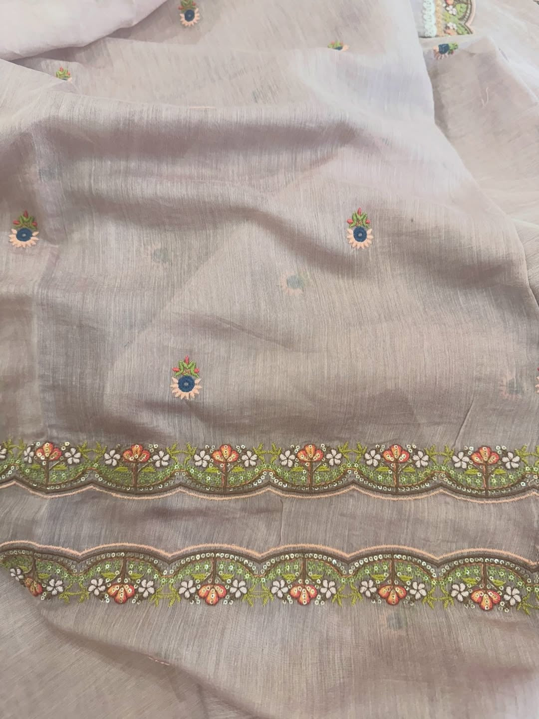 Pure mulchanderi kurta paired with fine organza dupatta