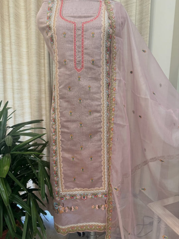 Pure mulchanderi kurta paired with fine organza dupatta
