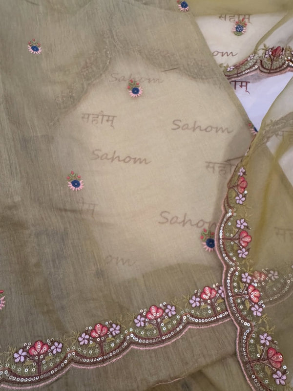 Pure mulchanderi kurta paired with fine organza dupatta