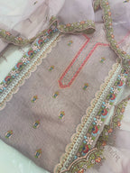 Pure Mul Chanderi Suit Set with Fine Organza Dupatta