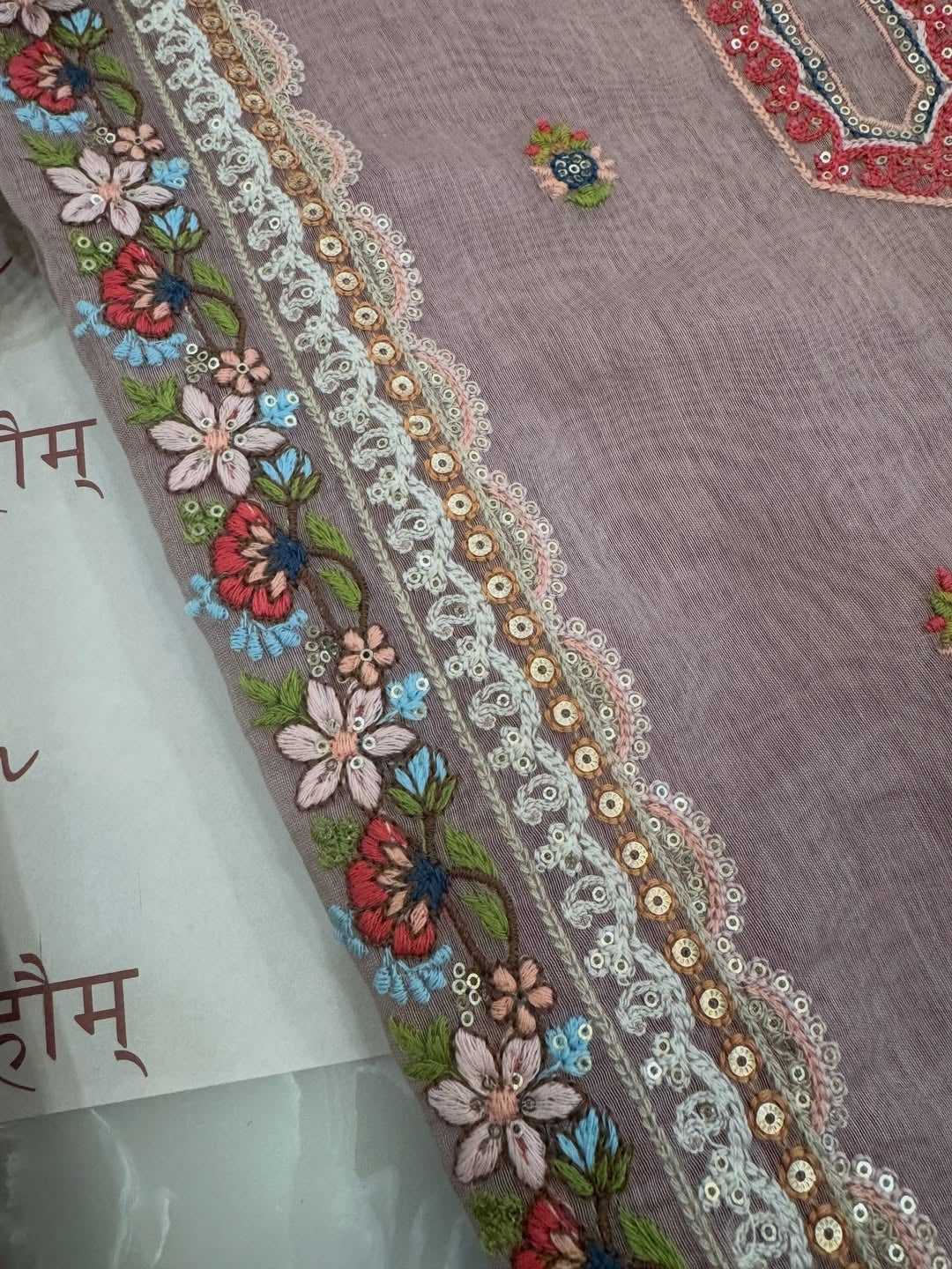 Pure mulchanderi kurta paired with fine organza dupatta