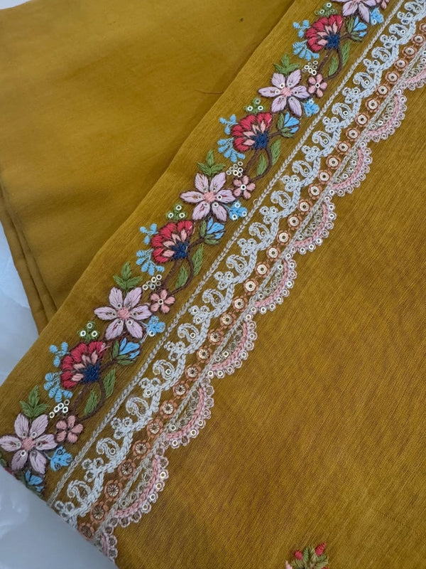 Pure mulchanderi kurta paired with fine organza dupatta