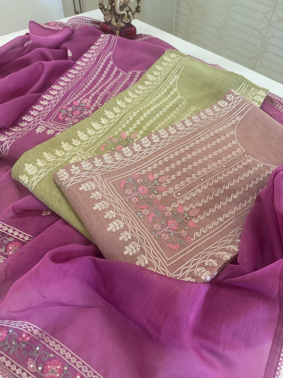Aari Thread Embroidered Kurta Dupatta Set