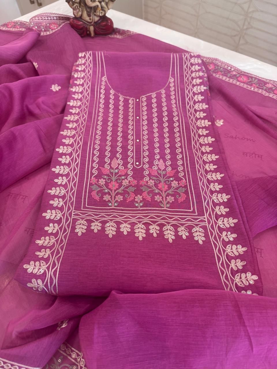 Aari Thread Embroidered Kurta Dupatta Set