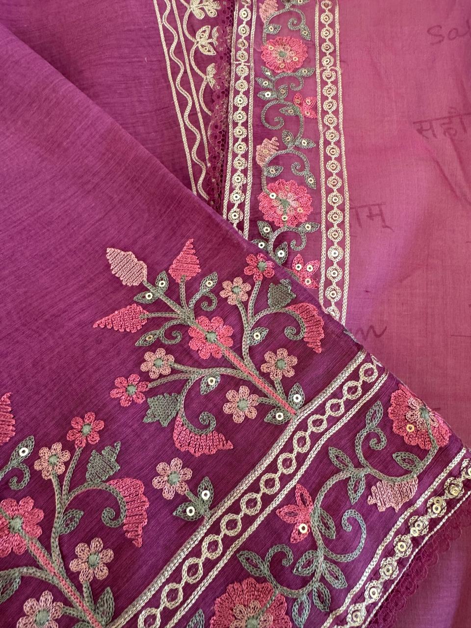 Aari Thread Embroidered Kurta Dupatta Set