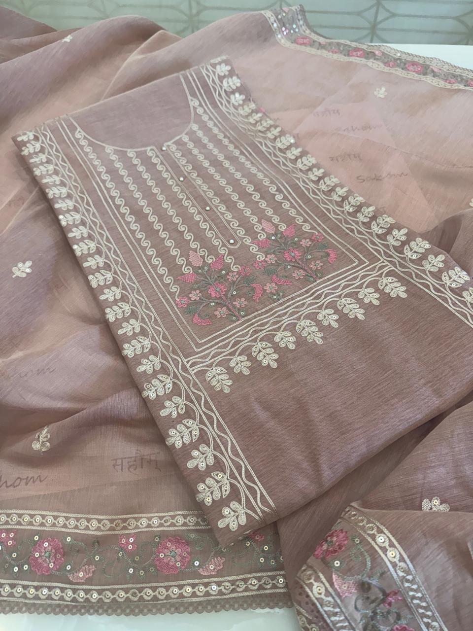 Aari Thread Embroidered Kurta Dupatta Set