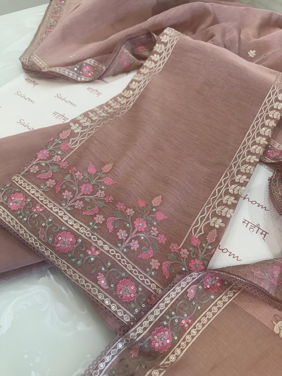 Aari Thread Embroidered Kurta Dupatta Set