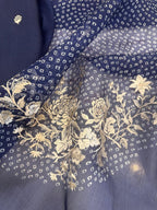 Pure Organza Thread Work Suit Set with Silk Organza Bandhani Dupatta