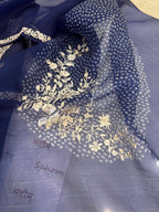Pure Organza Thread Work Suit Set with Silk Organza Bandhani Dupatta