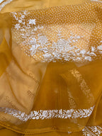 Pure Organza Thread Work Suit Set with Silk Organza Bandhani Dupatta