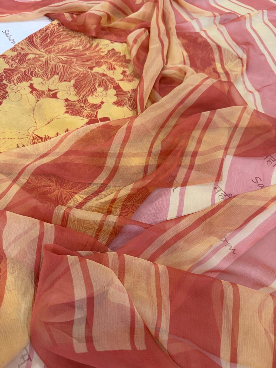 Digitally Printed Fine Crepe Suit Set with Chiffon Dupatta