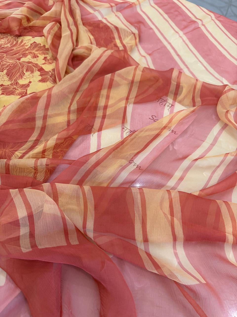Digitally Printed Fine Crepe Suit Set with Chiffon Dupatta