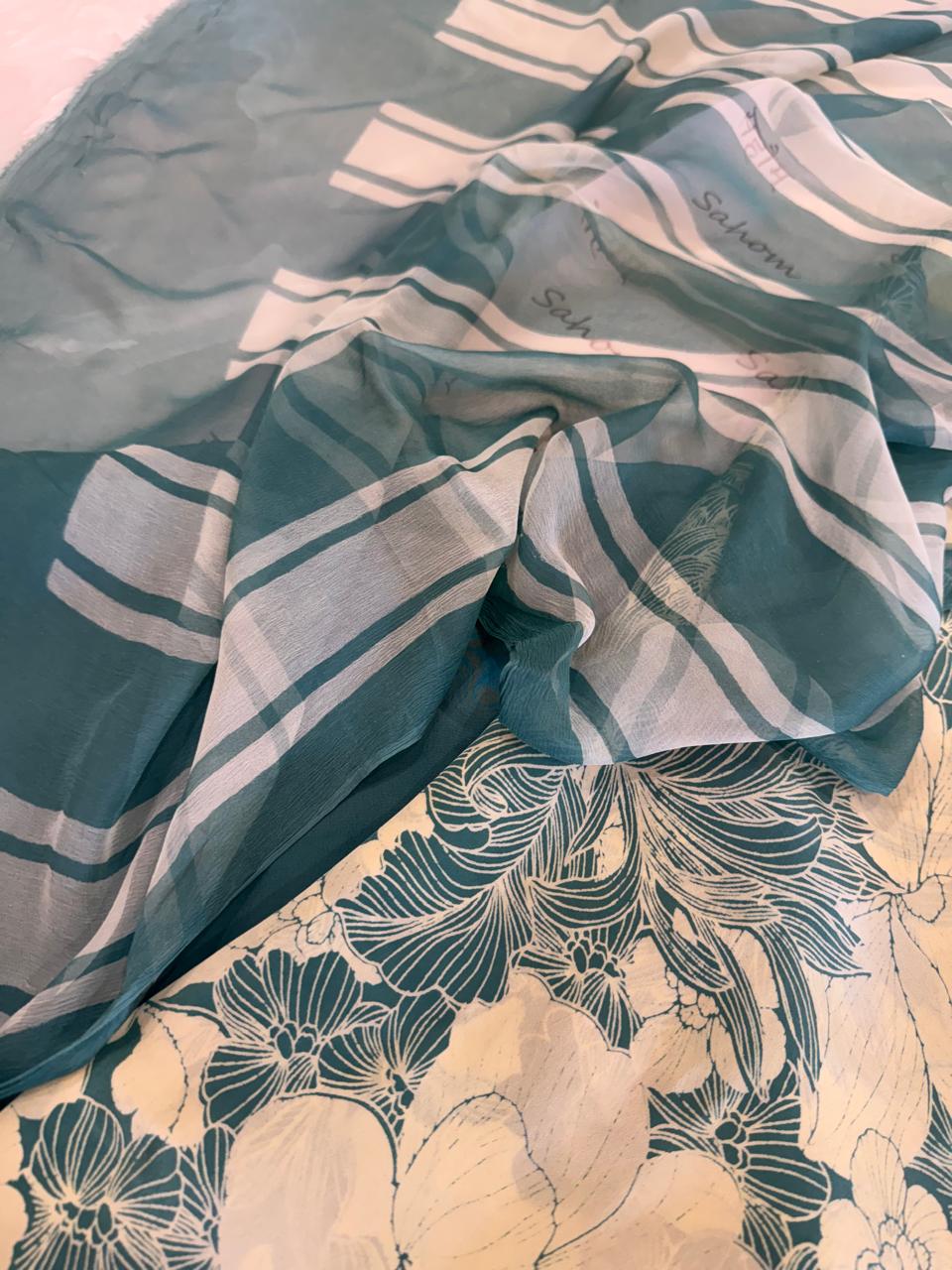 Digitally Printed Fine Crepe Suit Set with Chiffon Dupatta