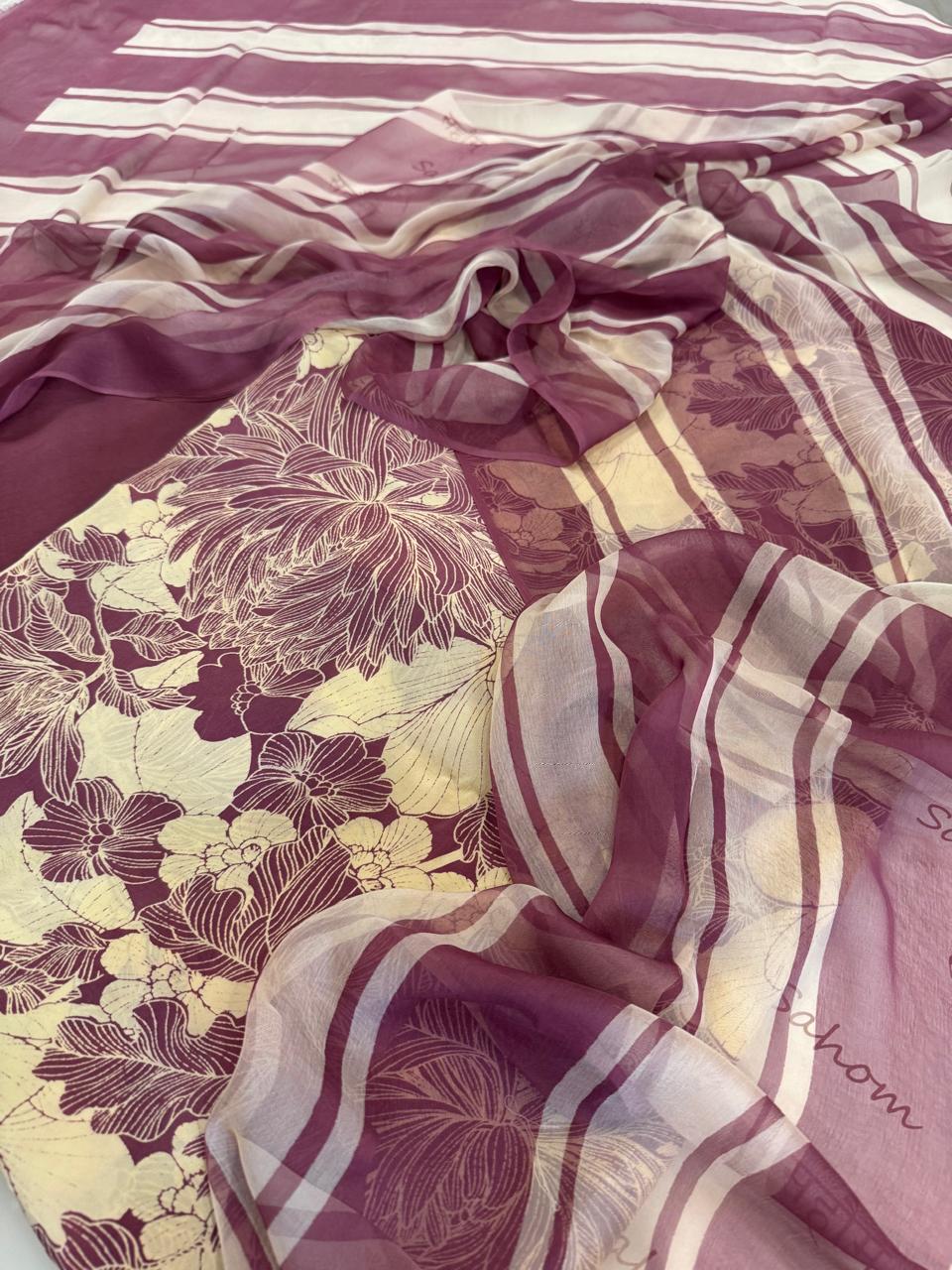 Digitally Printed Fine Crepe Suit Set with Chiffon Dupatta