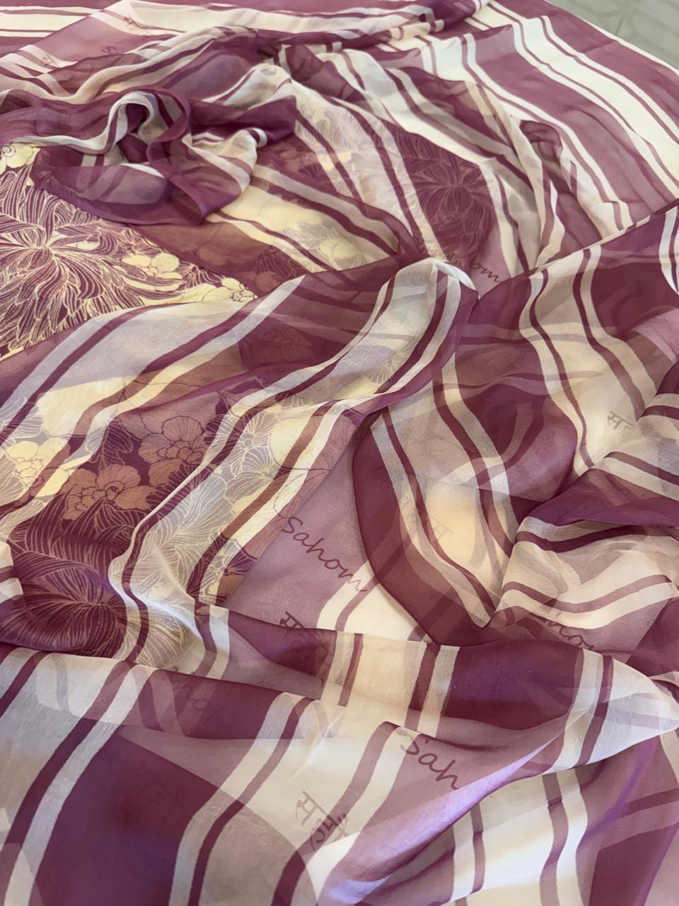 Digitally Printed Fine Crepe Suit Set with Chiffon Dupatta