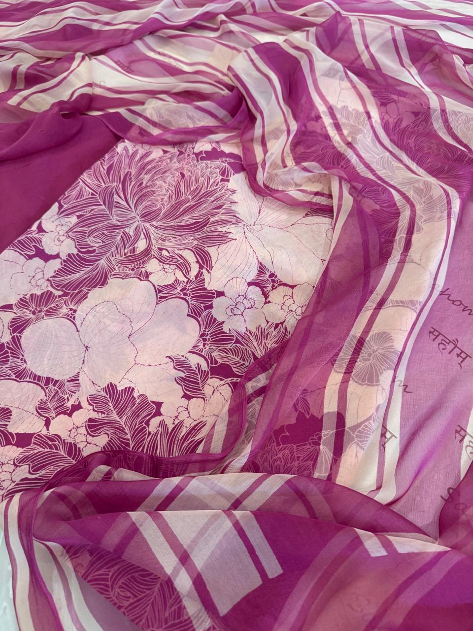 Digitally Printed Fine Crepe Suit Set with Chiffon Dupatta