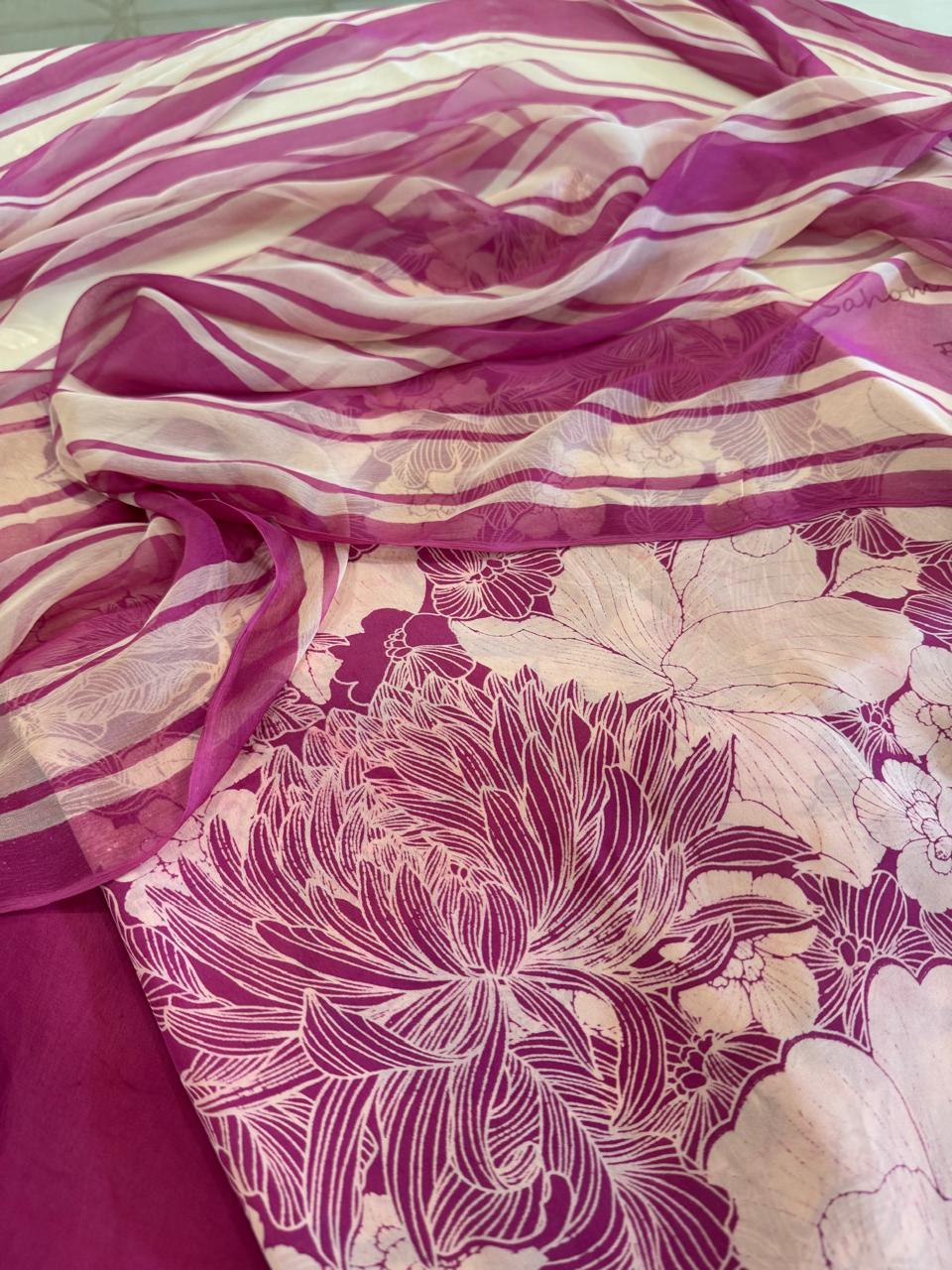 Digitally Printed Fine Crepe Suit Set with Chiffon Dupatta