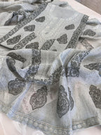 Pure Mul Chanderi Block Print & Lucknowi Chikankari Suit Set