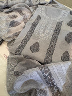 Pure Mul Chanderi Block Print & Lucknowi Chikankari Suit Set