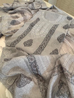 Pure Mul Chanderi Block Print & Lucknowi Chikankari Suit Set