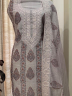 Pure Mul Chanderi Block Print & Lucknowi Chikankari Suit Set
